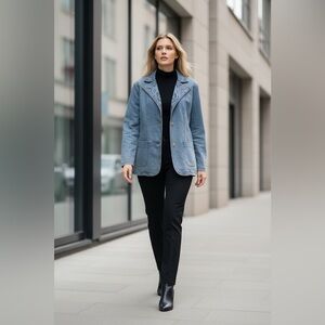 Vintage Light Blue Denim Jacket with Embroidered Details